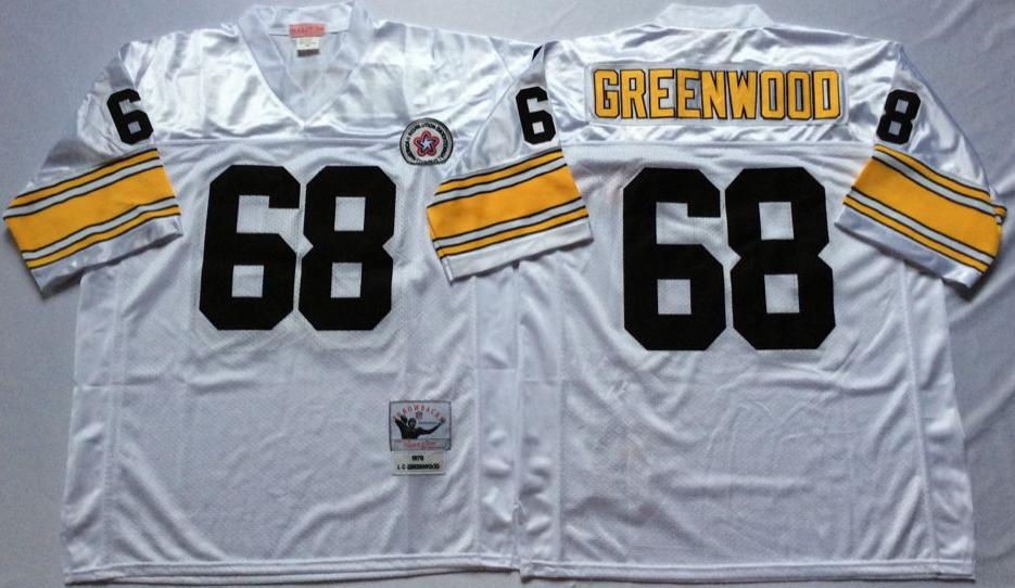 Men NFL Pittsburgh Steelers #68 Greenwood white Mitchell Ness jerseys->pittsburgh steelers->NFL Jersey